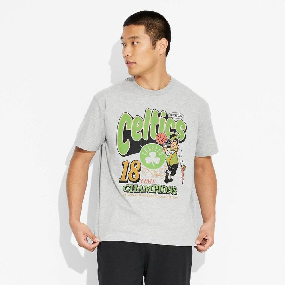 Men's Short Sleeve Boston Celtics Graphic T-Shirt Heathered Gray Medium